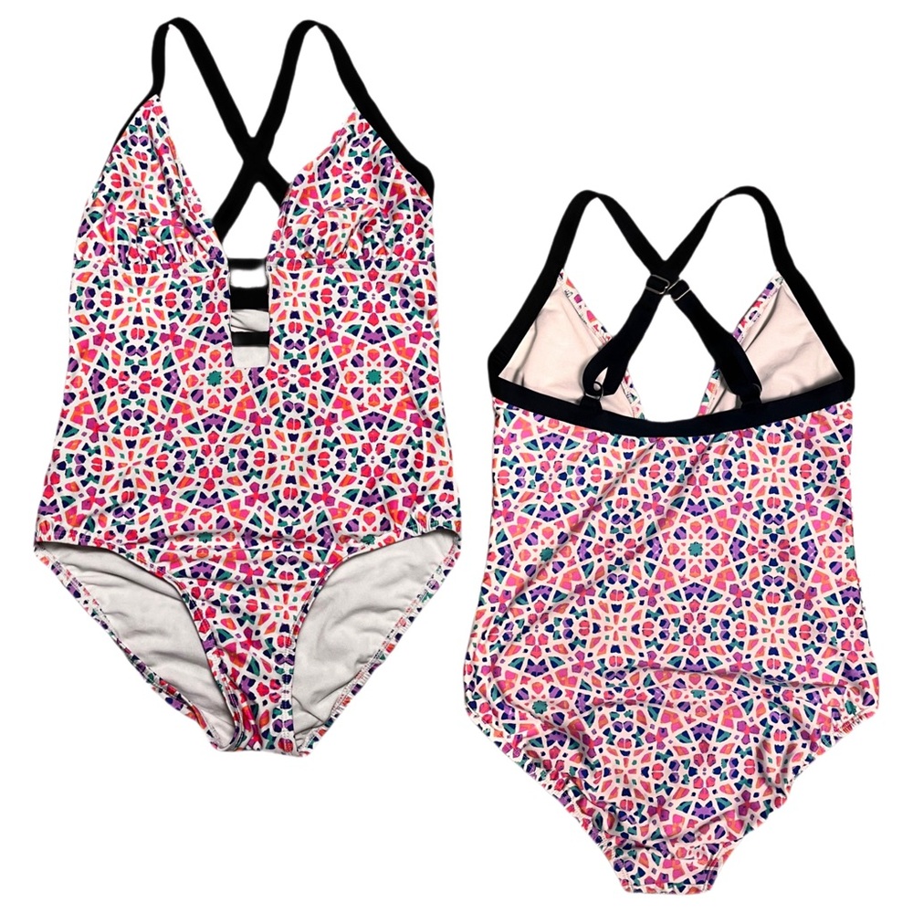 CLEAN WATER One Piece Swimsuit Geometric Neon Medium